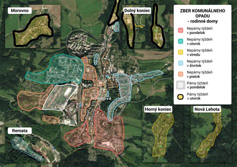Mapa mesta Handlová s vyznačenými lokalitami rekonštrukcie teplovodných rozvodov
