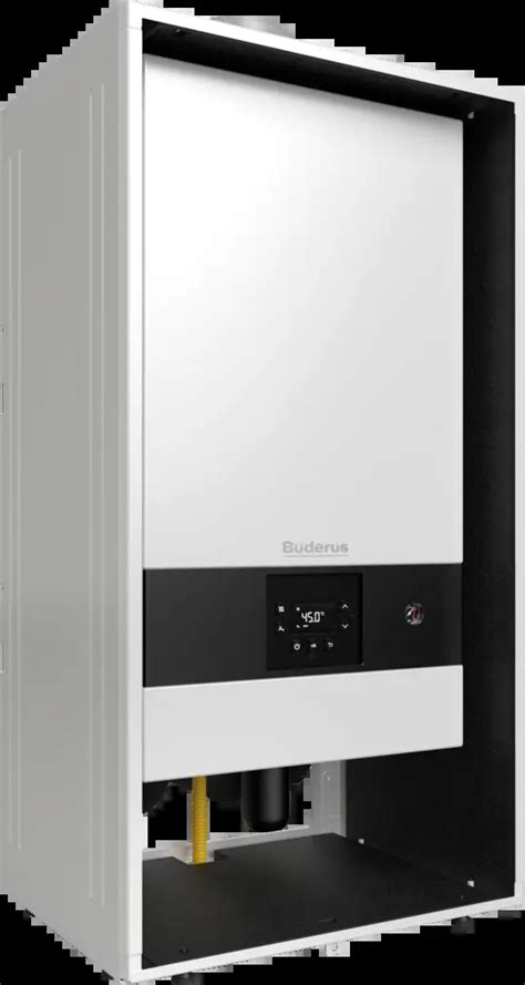 Detailná fotografia kotla Buderus Logamax plus GB122 - 24i s vyznačenými pripojeniami