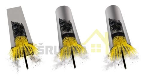 Názorné zobrazenie použitia špeciálnej kefy na čistenie vnútra rebrového radiátora