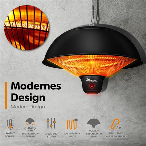 Stropný infračervený ohrievač v garáži, napájaný elektrinou