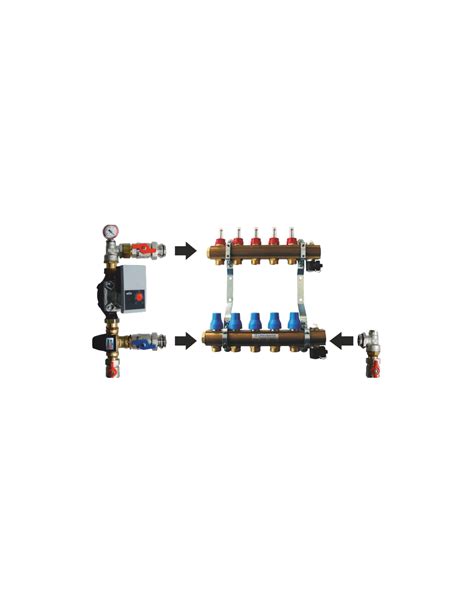 Zostava rozdeľovača a zmiešavacieho ventilu pre podlahové kúrenie