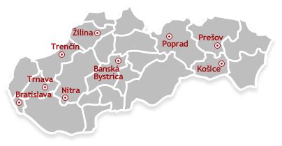 Mapa Slovenska s vyznačenou lokalitou Nové Zámky
