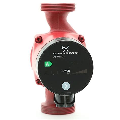 Detailné zobrazenie čerpadla Grundfos Alpha 2L s vyznačenými stupňami výkonu.