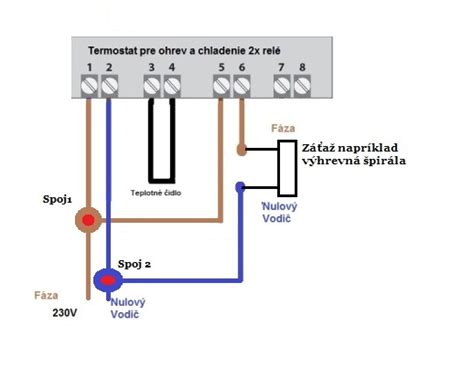 Schéma zapojenia izbového termostatu Honeywell CM707 na stenu s vyznačením svorkovnice pre vodiče