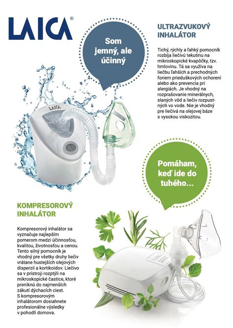 Fotografia rôznych typov inhalátorov (kompresorový, ultrazvukový) s príslušenstvom