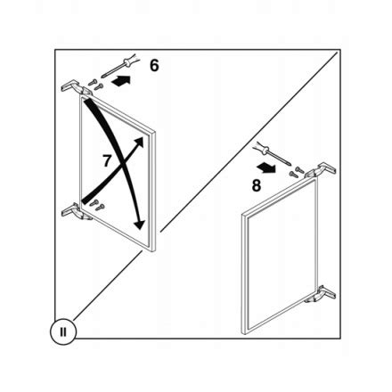 Diagram montáže pántov dverí chladničky