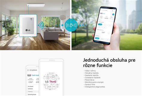 Smartfón s otvorenou aplikáciou LG ThinQ, zobrazujúcou ovládanie klimatizácie