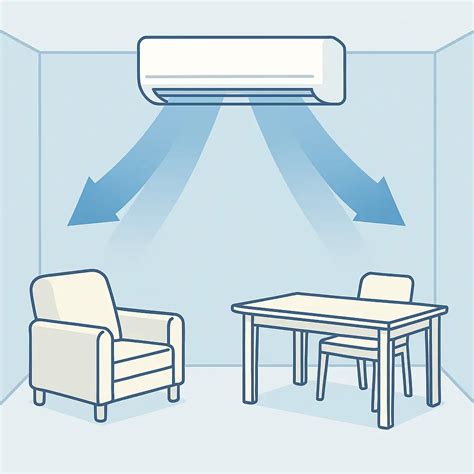 Infografika znázorňujúca vzťah medzi veľkosťou miestnosti a potrebným výkonom klimatizácie.