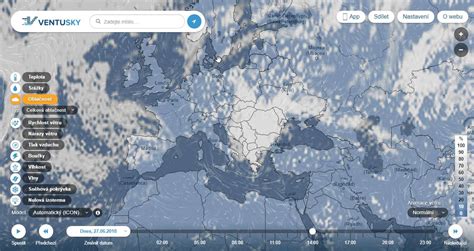 Mapa oblačnosti nad Európou (23. marec 2022), kde je viditeľná absencia oblačnosti