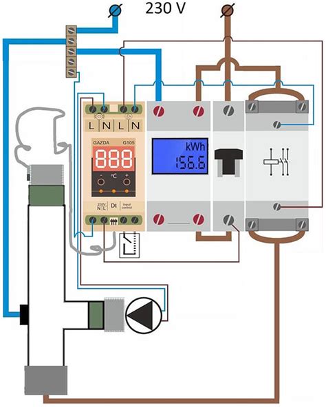 Ilustrácia elektroinštalácie termostatu