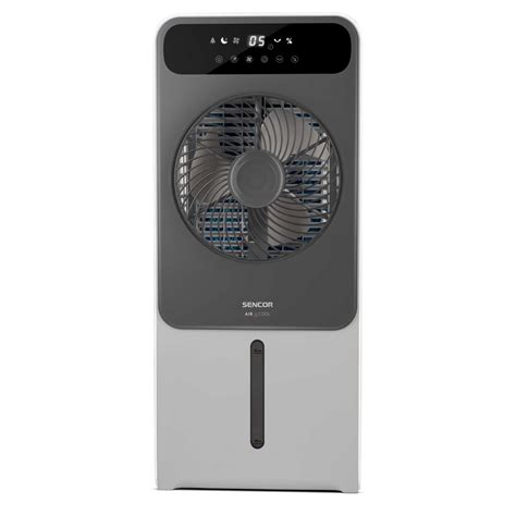 Detailný záber na ovládací panel a LED displej ochladzovača vzduchu Sencor SFN 9021WH