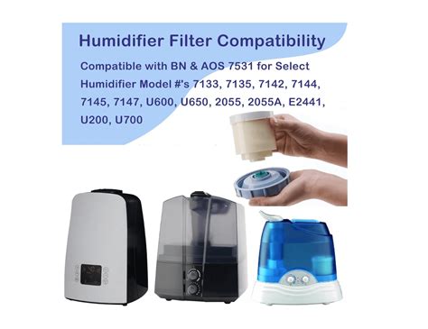 Koláž rôznych typov zvlhčovačov a príslušenstva značky Air-O-Swiss a Boneco.