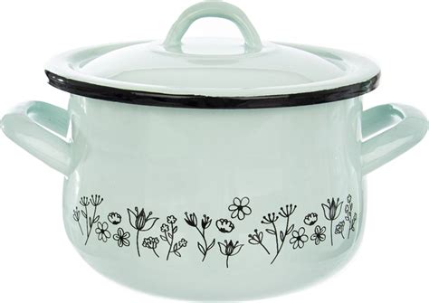 Detail smaltovaného kotlíka s pokrievkou