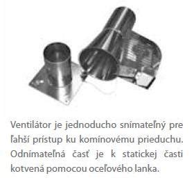 Detailný pohľad na komínový ventilátor a jeho lopatky.