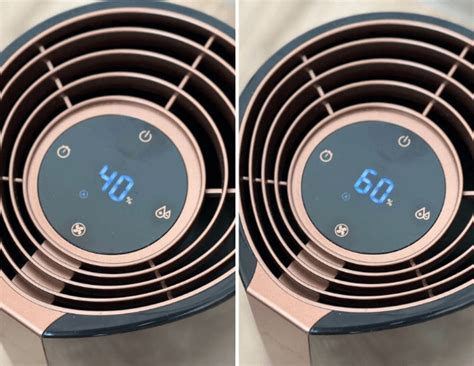 Detailný pohľad na digitálny displej zvlhčovača NEBULA® s ukazovateľom vlhkosti.