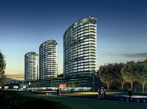 Vizualizácia exteriéru moderného rezidenčného komplexu Tri Veže