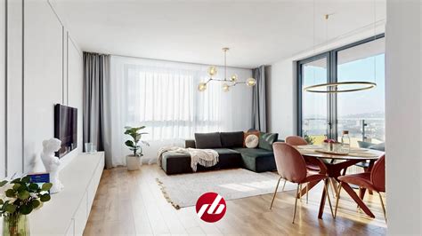 Interiér moderného bytu s panoramatickým výhľadom