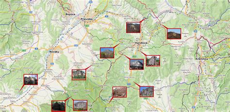 Mapa okolia projektu Tri Veže s vyznačenými bodmi záujmu