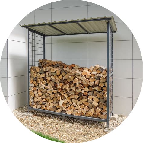 Ilustračný obrázok moderného kovového prístrešku na drevo