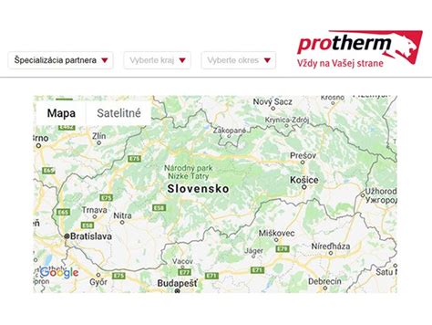 Mapa partnerov Protherm na Slovensku