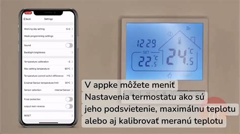 Ukážka rozhrania mobilnej aplikácie pre ovládanie WiFi termostatu