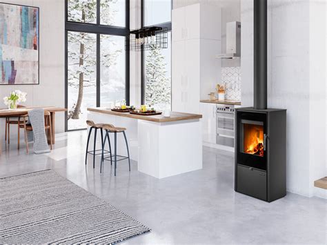 Ilustračná fotografia moderných kanadských kachlí v interiéri