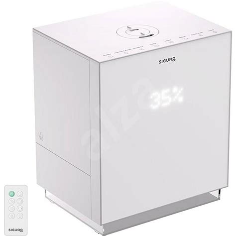 Ilustračné foto zvlhčovača vzduchu Siguro HU-A100W Air Sense Pro s detailným záberom na LED displej a dotykový panel.