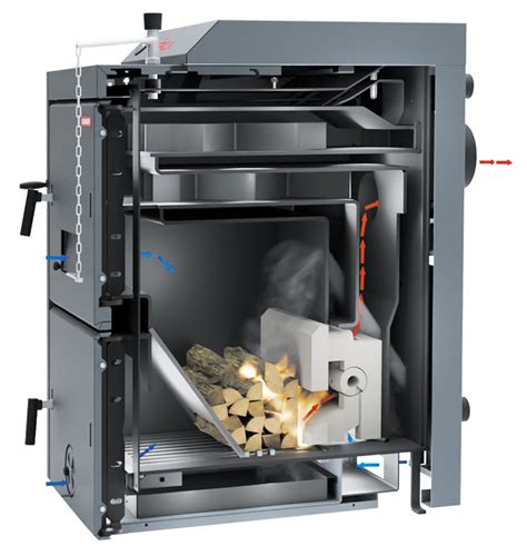 Detail spaľovacej komory splyňovacieho kotla.