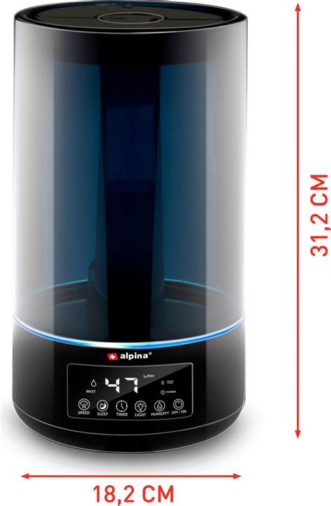 Infografika: Hlavné funkcie zvlhčovača vzduchu Topcom 1850 (ultrazvuková technológia, ionizátor, veľká nádržka, diaľkové ovládanie)