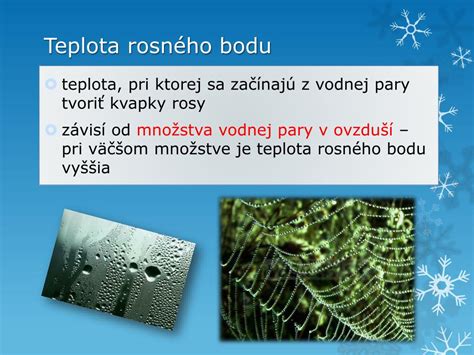 Ilustrácia znázorňujúca proces kondenzácie vodnej pary pri dosiahnutí rosného bodu