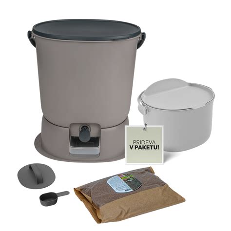 Vizualizácia rôznych typov nádob na bioodpad, vrátane Kôš Organko Daily a Schaffer Compolux