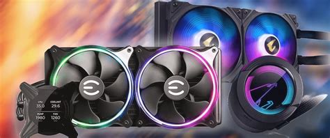 Ilustrácia základných komponentov vodného chladenia AIO (vodný blok, radiátor, ventilátory)