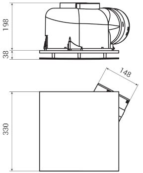 Detailný pohľad na dizajnový stropný odsávací ventilátor VENTS HBF