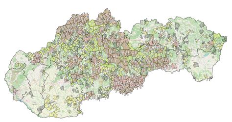 Mapa obce Radošovce s vyznačenými možnými servisnými oblasťami.