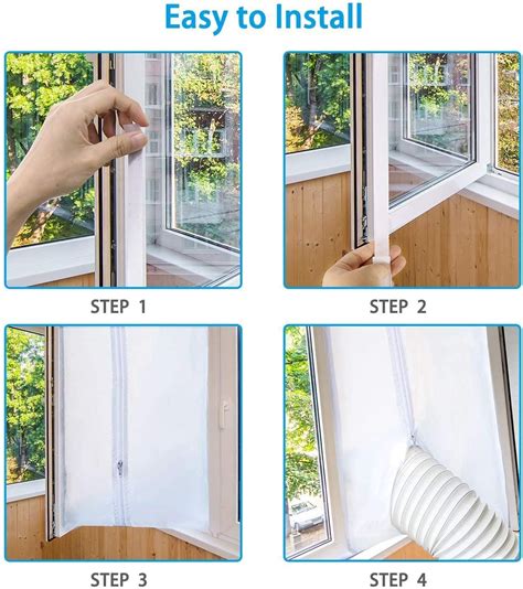 Detailné zobrazenie inštalácie tesnenia na okno pre mobilnú klimatizáciu