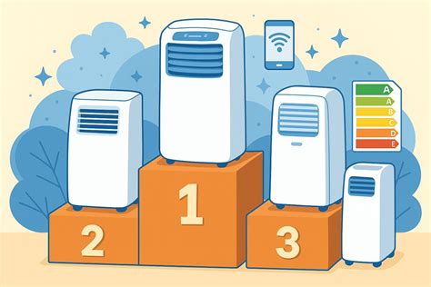 Infografika porovnávajúca kľúčové parametre mobilných klimatizácií