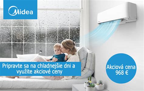 Collage fotografií rôznych modelov klimatizácií Midea