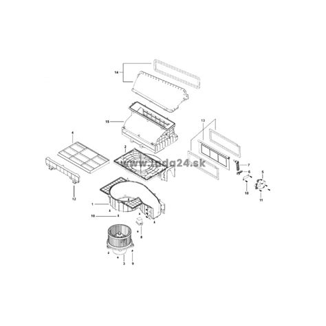 Ilustrácia vnútorného mechanizmu ventilátora kúrenia