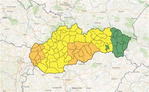 Mapa Slovenska s vyznačenými teplotnými rozdielmi medzi regiónmi počas roka