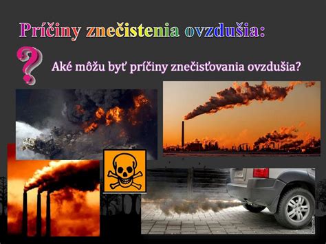 Infografika s ikonami znázorňujúcimi rôzne zdroje znečistenia ovzdušia (doprava, priemysel, vykurovanie)