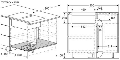Schéma odsávacieho systému s digestorom a potrubím d150 mm