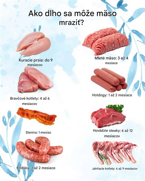 Prehľadná tabuľka s odporúčanou dobou skladovania rôznych druhov mäsa v mrazničke
