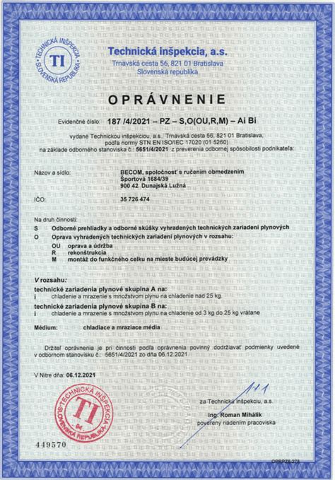 certifikáty a osvedčenia pre montáž a servis klimatizácií