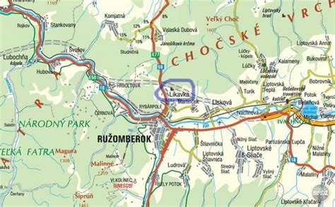 Mapa Ružomberka s vyznačeným sídlom firmy CHLADSERVIS