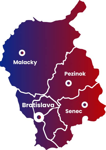 Mapa Nitrianskeho kraja s vyznačenými priemyselnými centrami výroby chladničiek.