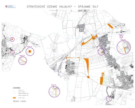 Mapa s vyznačenou oblasťou Valaliky a ikonami servisných stredísk