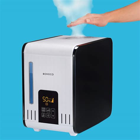 Schéma parného zvlhčovača Boneco S450 zobrazujúca princíp ohrevu vody a produkcie pary.