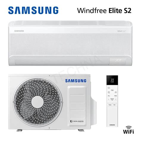 Ilustračná fotografia vnútornej jednotky klimatizácie Samsung Wind-Free Elite s jemnými lamelami pre distribúciu vzduchu.