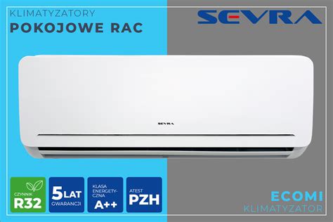 Dizajn modernej vnútornej jednotky klimatizácie SEVRA Ecomi s bielym čelným panelom a striebornými detailmi.