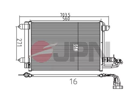 detailný pohľad na kondenzátor klimatizácie s označeniami